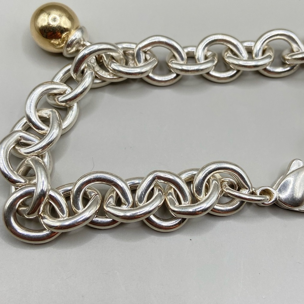Tiffany & Co. Silver Chain Bracelet with Gold Drop Charm - Picture 12 of 14